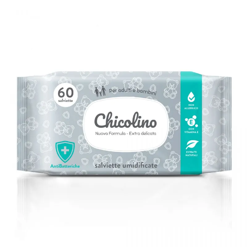 Серветки вологі для дорослих і дітей антибактеріальна Chicolino, 60 шт