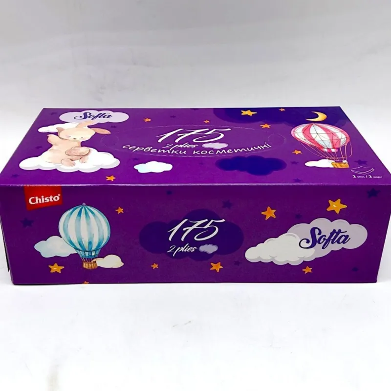 Softa Chisto Bunny Серветки косметичні сухі, 2 шари 150+25 шт