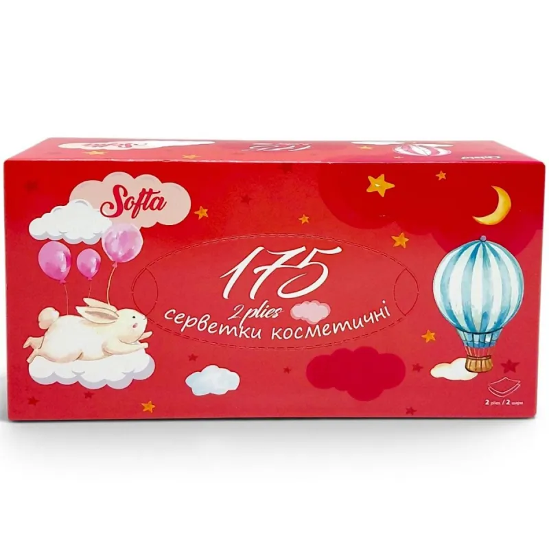 Softa Chisto Bunny Серветки косметичні сухі, 2 шари 150+25 шт