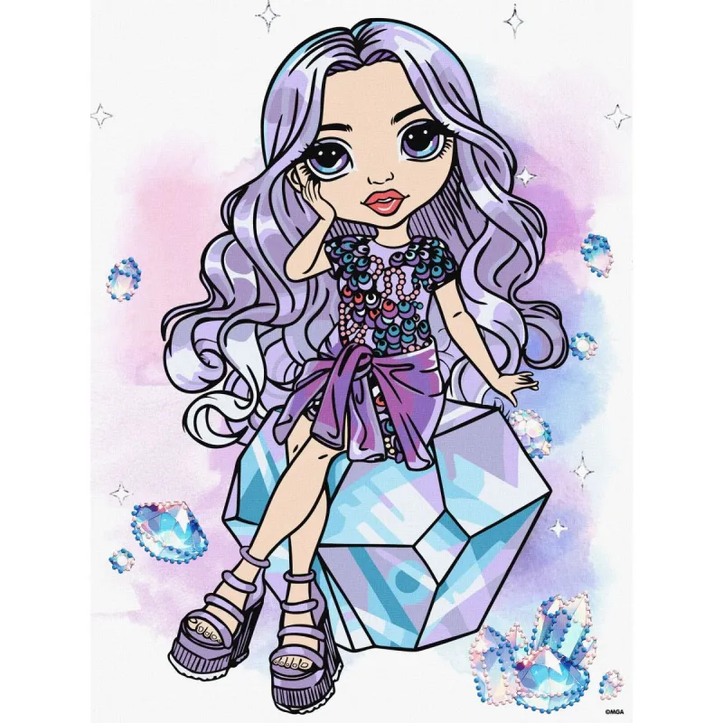 Картина по номерах "Rainbow High. Violet" зі стразами 30х40см