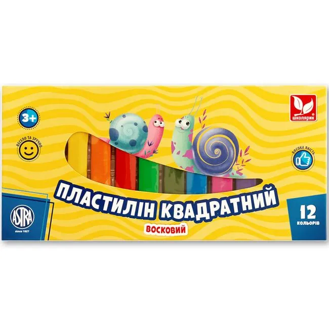 Пластилін квадратний восковий 12 кольорів