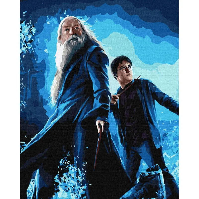 Картина за номерами з фарбами металік "Harry Potter: Гаррі та Дамблдор" 40х50см