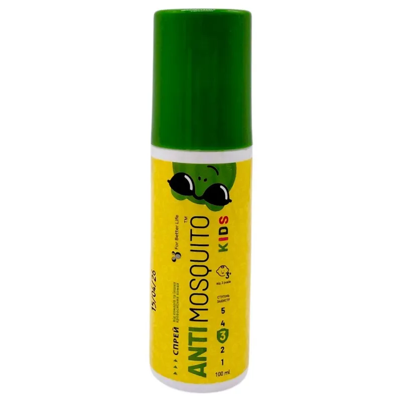 СПРЕЙ ВІД КОМАРІВ (ТА КРОВОСОСНИХ КОМАХ)  ДЛЯ ДІТЕЙ ВІД 3-Х РОКІВ ANTI MOSQUITO KIDS, 100МЛ