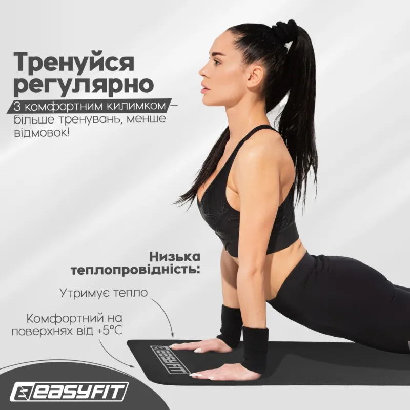 Килимок для фітнесу та йоги EasyFit NBR 10 мм Чорний