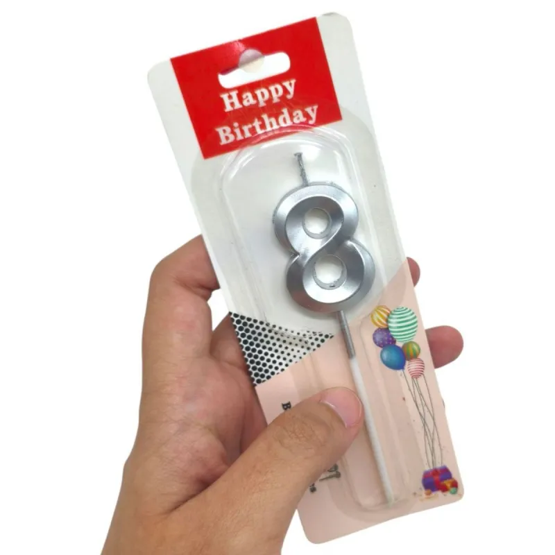 Свічка-цифра "9" металік 5 см (мікс кольорів), 1 шт