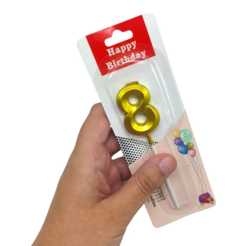 Свічка-цифра "6" металік 5 см (мікс кольорів), 1 шт