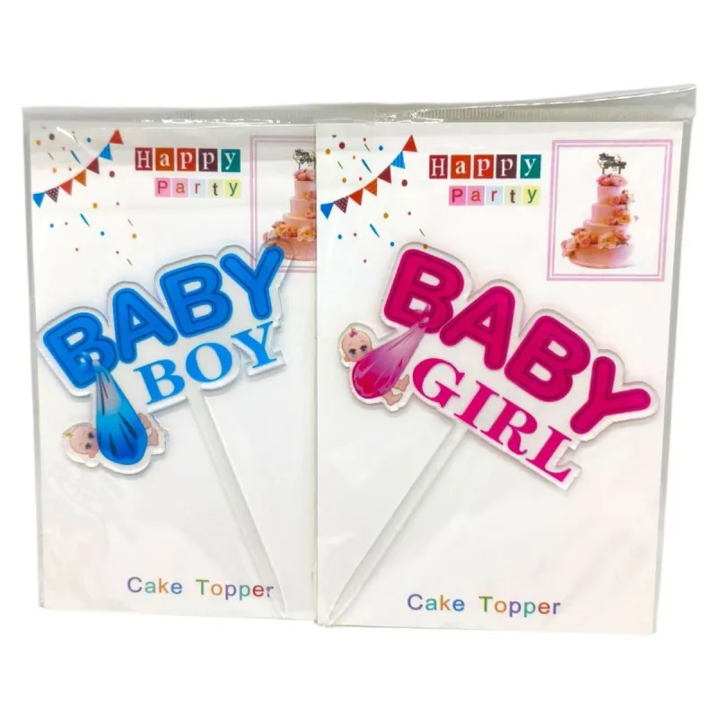 Топпер на торт "Baby girl" 14 см, блакитний