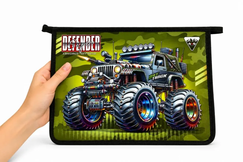 Папка на блискавці А4+, "Dirt Track" (зелена)