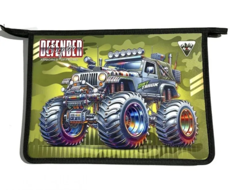 Папка на блискавці А4+, "Dirt Track" (зелена)