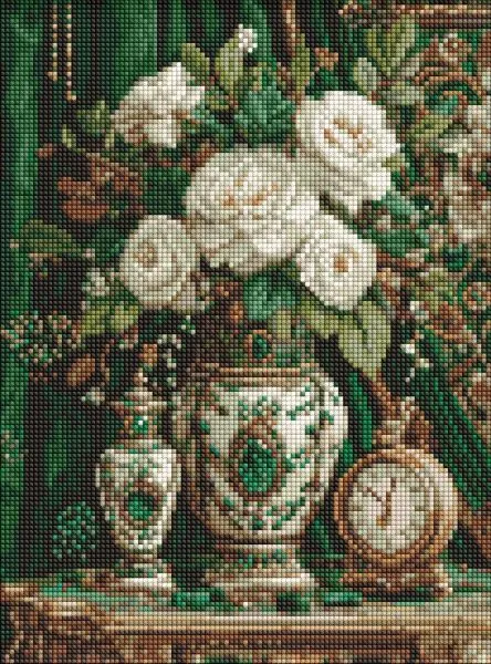 Алмазна мозаїка - Порцеляна з білими трояндами ©art_selena_ua