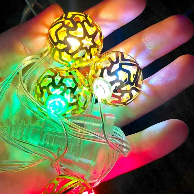 Гірлянда електрична Кулька Золото 10шт 3м LED кольорова (40618)
