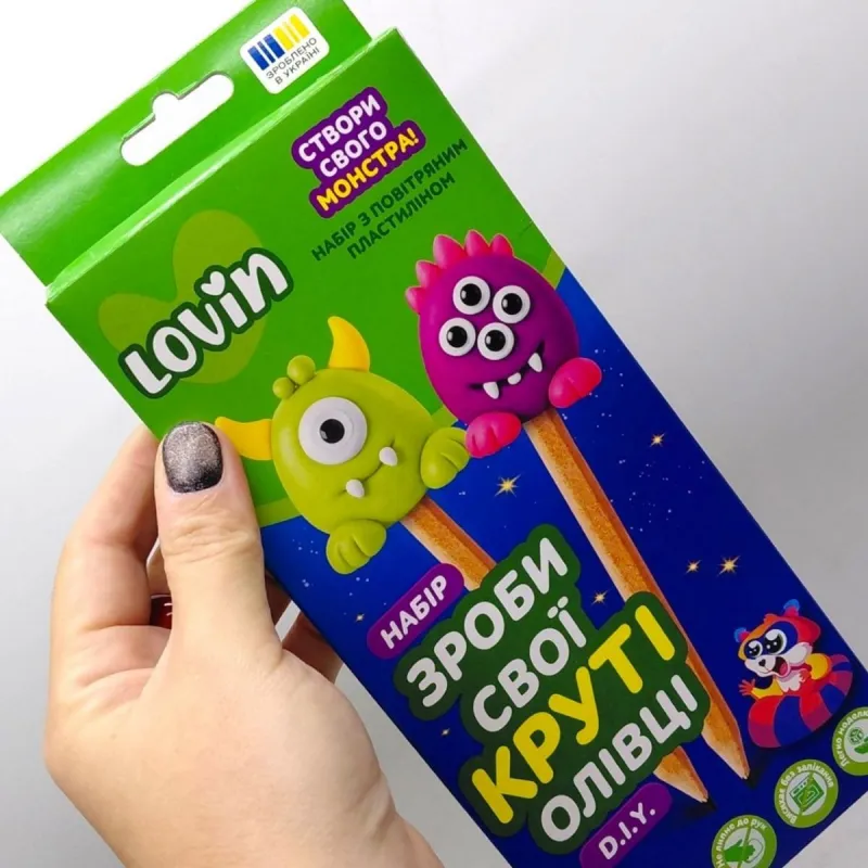 Зроби свої круті олівці TM Lovin Набір для творчості з повітряним пластиліном (МОНСТРИ)