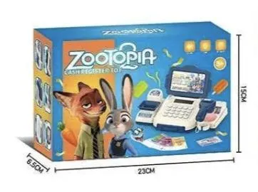 Касовий апарат калькулятор "Зоотрополіс / Zootopia", сканер має червоне підсвічування, монети, купюри, банківська карта (рожевий)