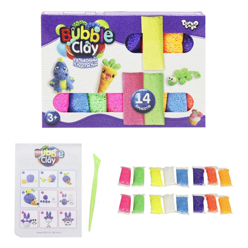 Кульковий пластилін "Bubble Clay" 14 кольорів (укр)
