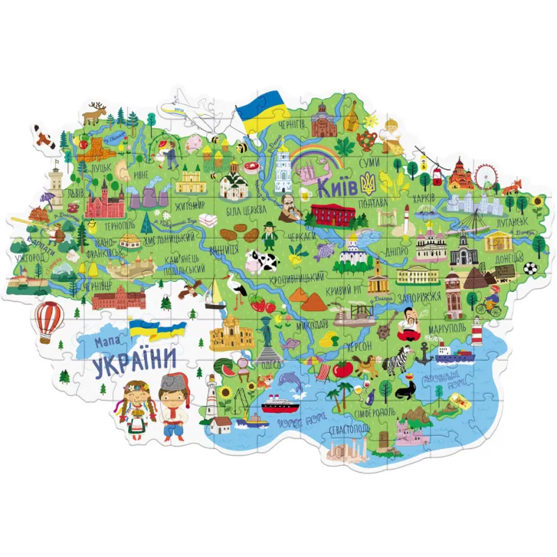 Дитячий пазл "Карта України" 300267, 100 елементів