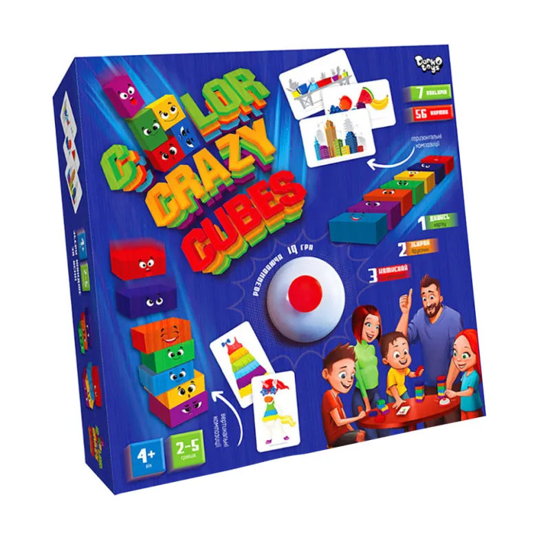 Розвиваюча настільна гра "Color Crazy Cubes" Danko Toys CCC-02-01U з дзвіночком