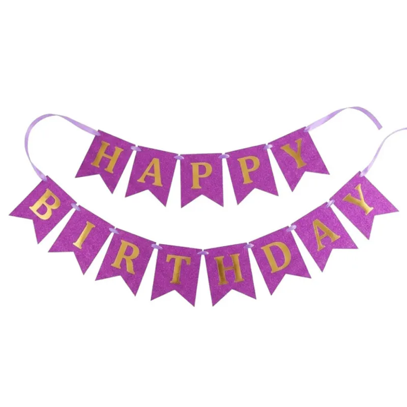 Гірлянда з прапорцями "Happy Birthday" MK 5955(Violet) фіолетова