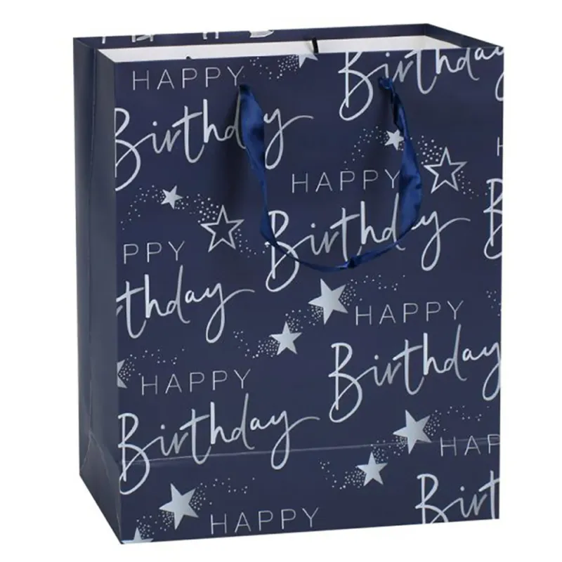 Пакет подарунковий Happy Birthday MK 5947-M(Blue) розмір 32х25х11 см