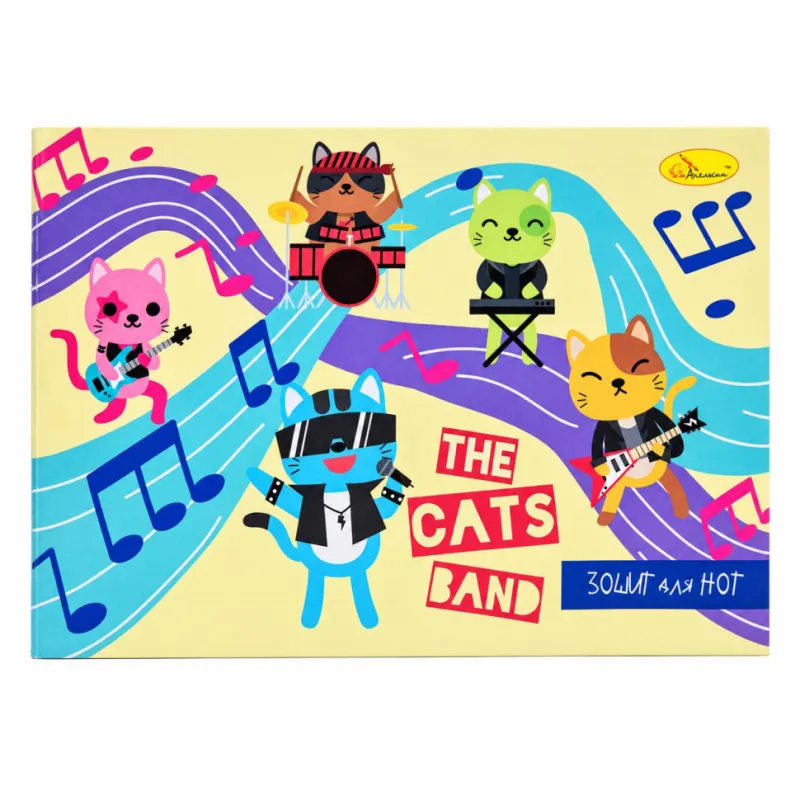 Зошит для нот The Cats band АП-0405-8 формат А5, 12 листів, скоба