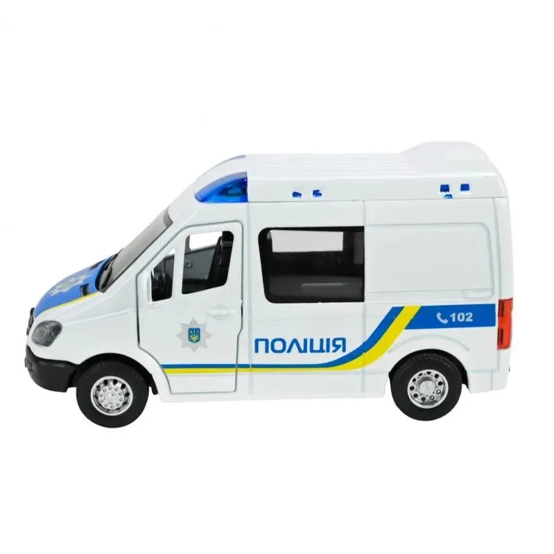 Машина металева АВТОПРОМ "Поліція" на батарейках зі звуком, світлом