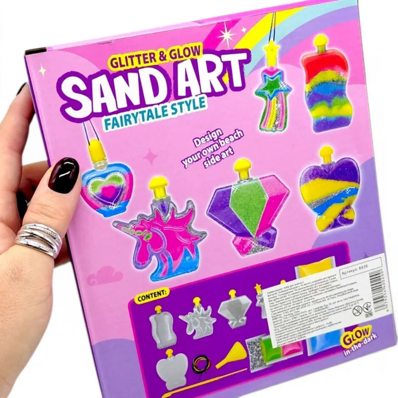 Набір для творчості (6 кольорів, глітер, світиться у темряві, інструменти, 6 пляшечок, в коробці)