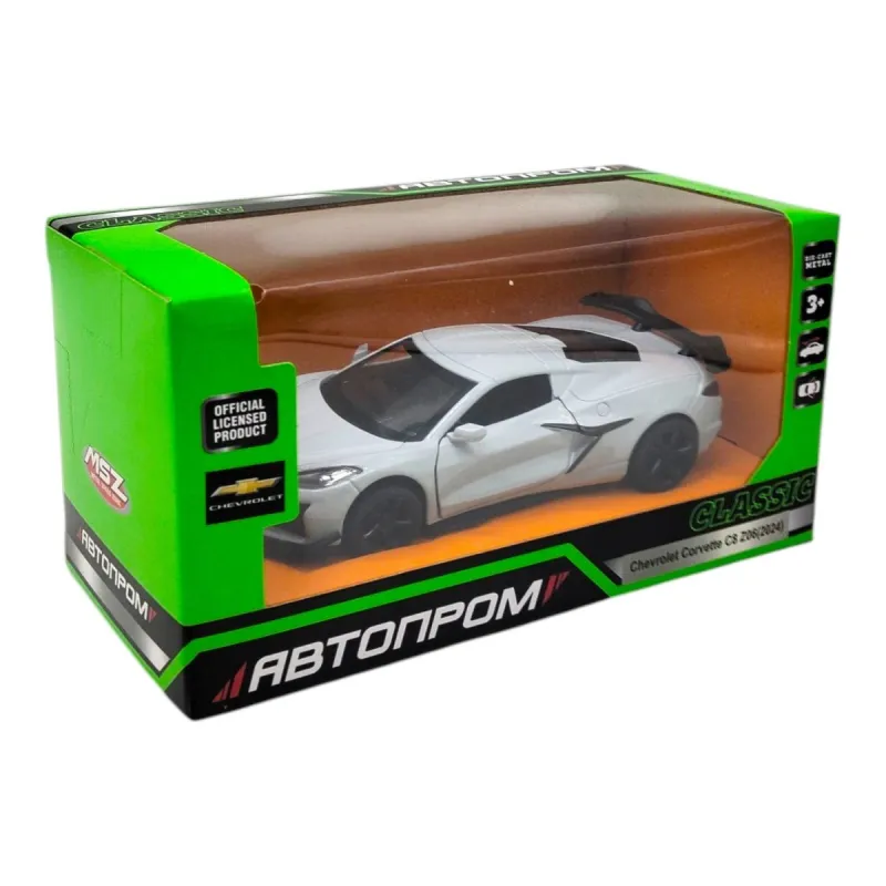 МАШИНА МЕТАЛЕВА "АВТОПРОМ" CHEVROLET CORVETTE C8 Z06 (2024) (СІРИЙ)