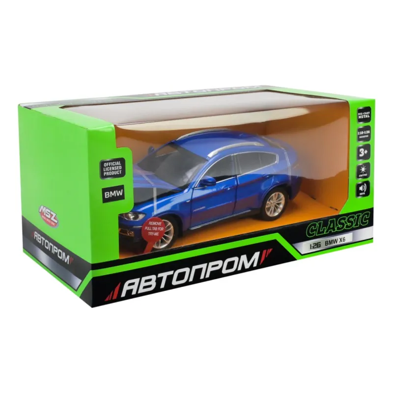 МАШИНА МЕТАЛЕВА "АВТОПРОМ" 1:24 BMW X6 (СИНІЙ)