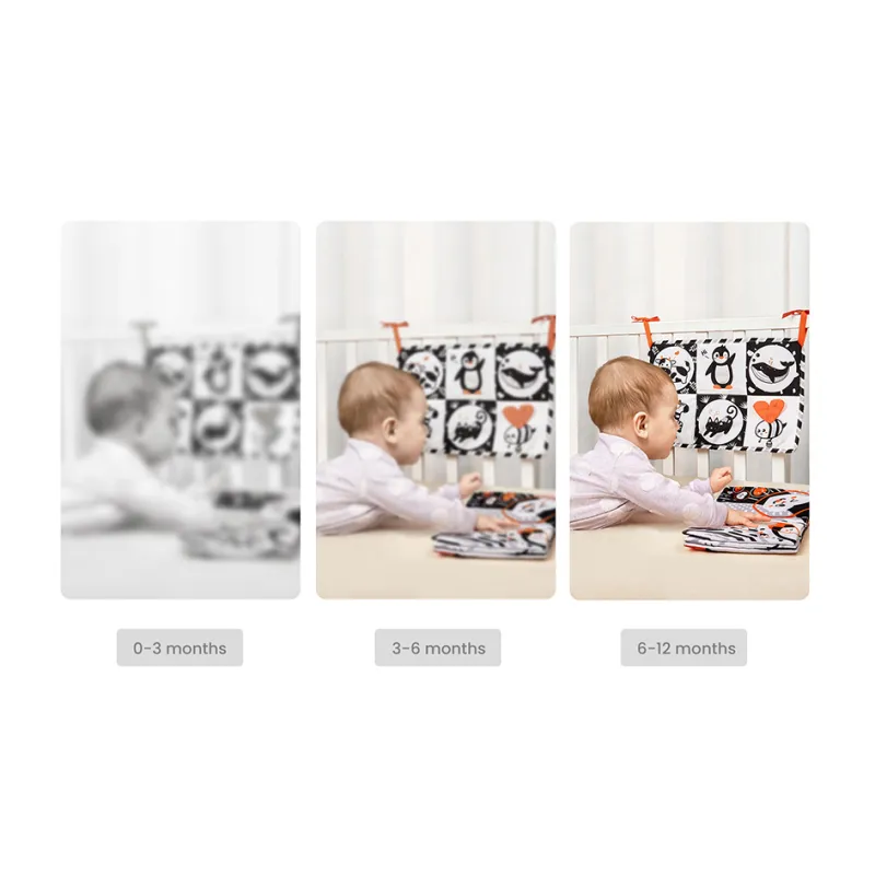 Чорно-біла двостороння книжечка для ліжечка Tumama