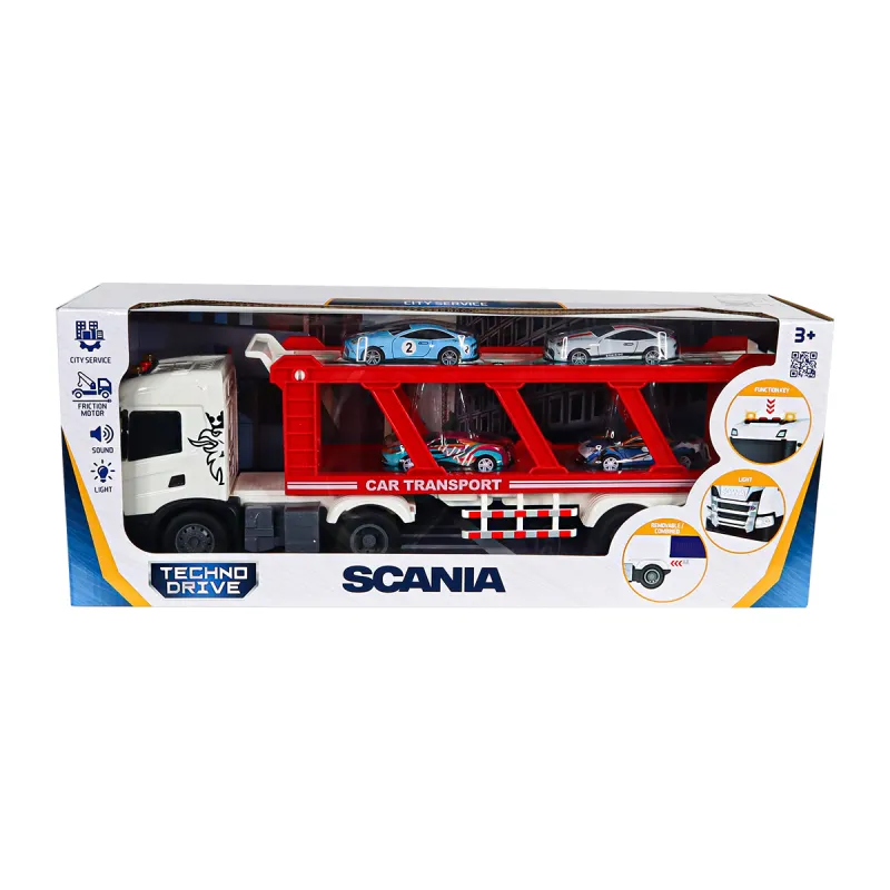Ігровий набір серії Large Truck – Автоперевізник Scania (4 машини, світло, звук)