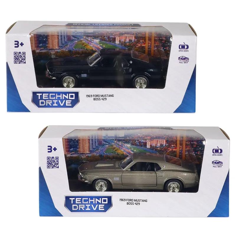 Автомодель – Ford Mustang Boss 429 1969 (сірий, чорний)