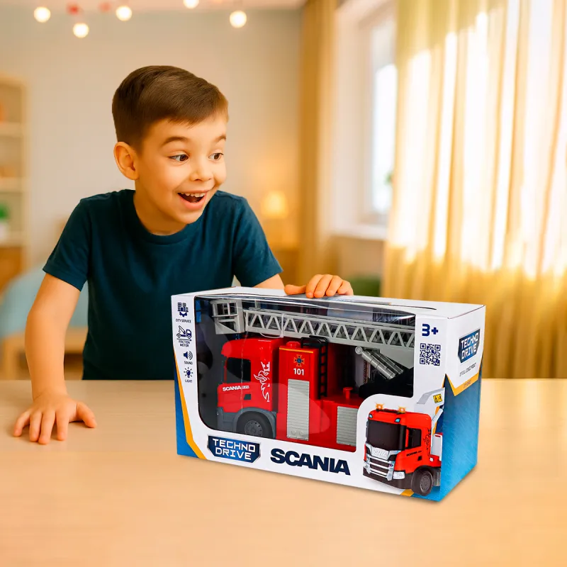 Автомодель серії Big Truck – Пожежна машина Scania (світло, звук, функ. води)