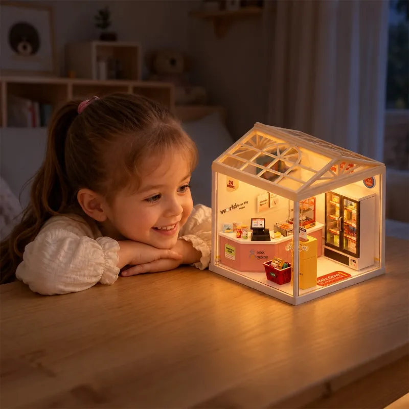Конструктор-румбокс Mini House серії Інтер'єр – Цілодобовий мінімаркет (світло)