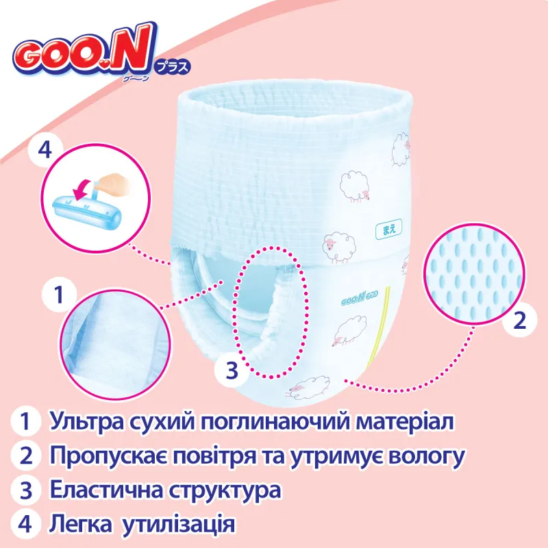 Трусики-підгузки Goo.N Plus для дітей (розмір 3(M), 6-12 кг, 52 шт)