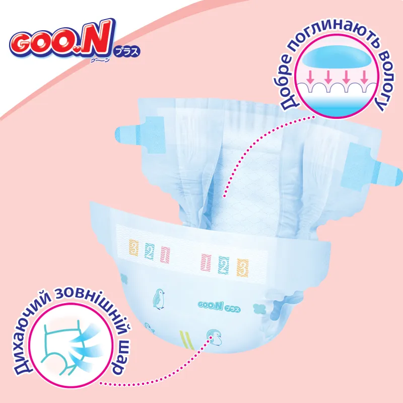 Підгузки Goo.N Plus для дітей (розмір 3(M), 6-11 кг, 52 шт)