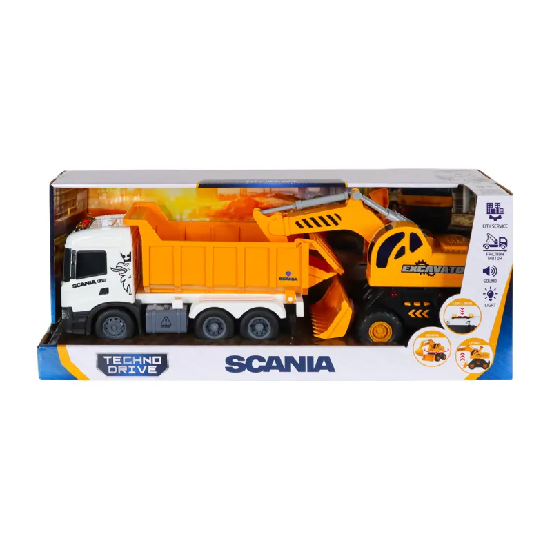 Ігровий набір серії 2 in 1 Truck – Самоскид Scania і екскаватор (світло, звук)