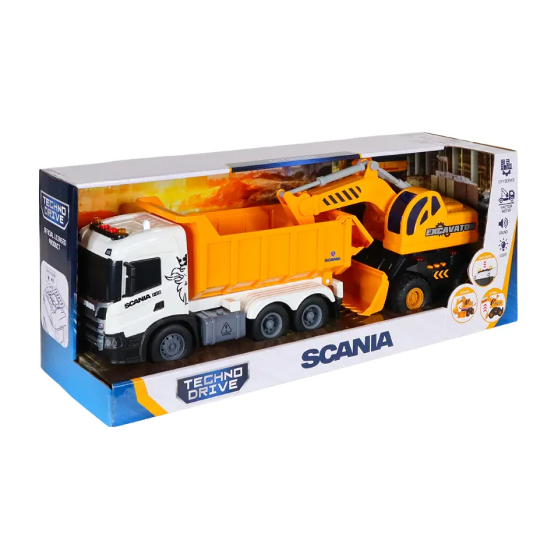 Ігровий набір серії 2 in 1 Truck – Самоскид Scania і екскаватор (світло, звук)
