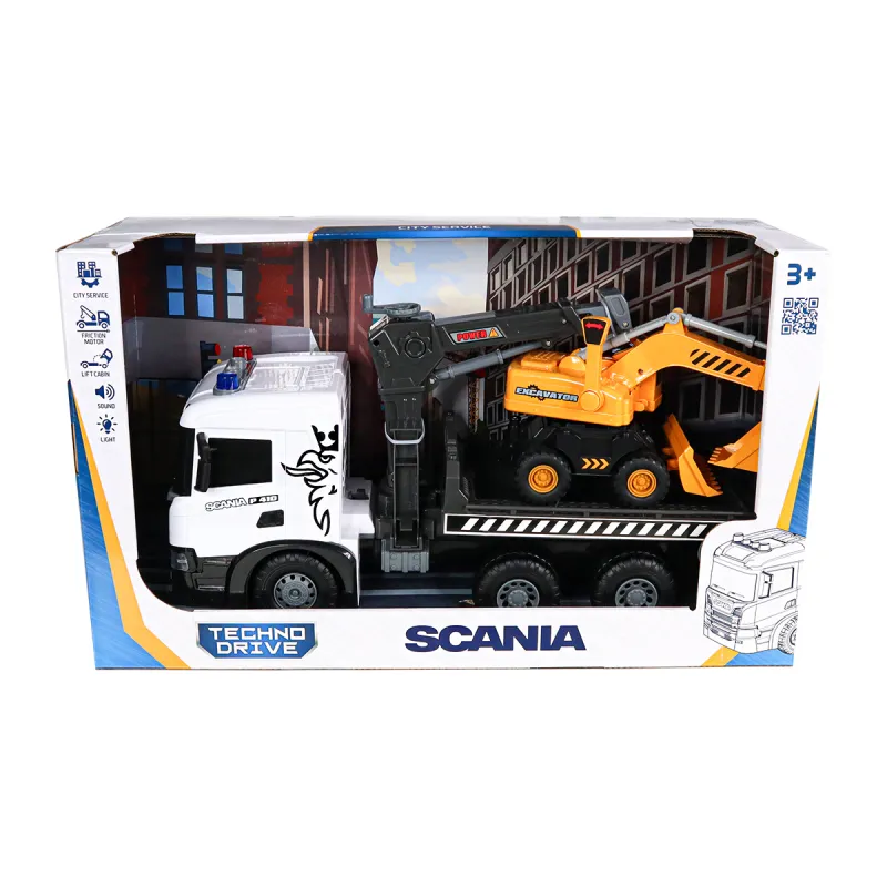 Ігровий набір серії Super Big Truck – Автокран Scania з екскаватором (світло, звук)