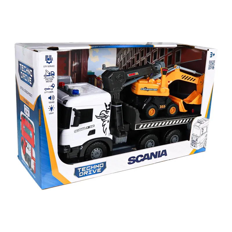 Ігровий набір серії Super Big Truck – Автокран Scania з екскаватором (світло, звук)