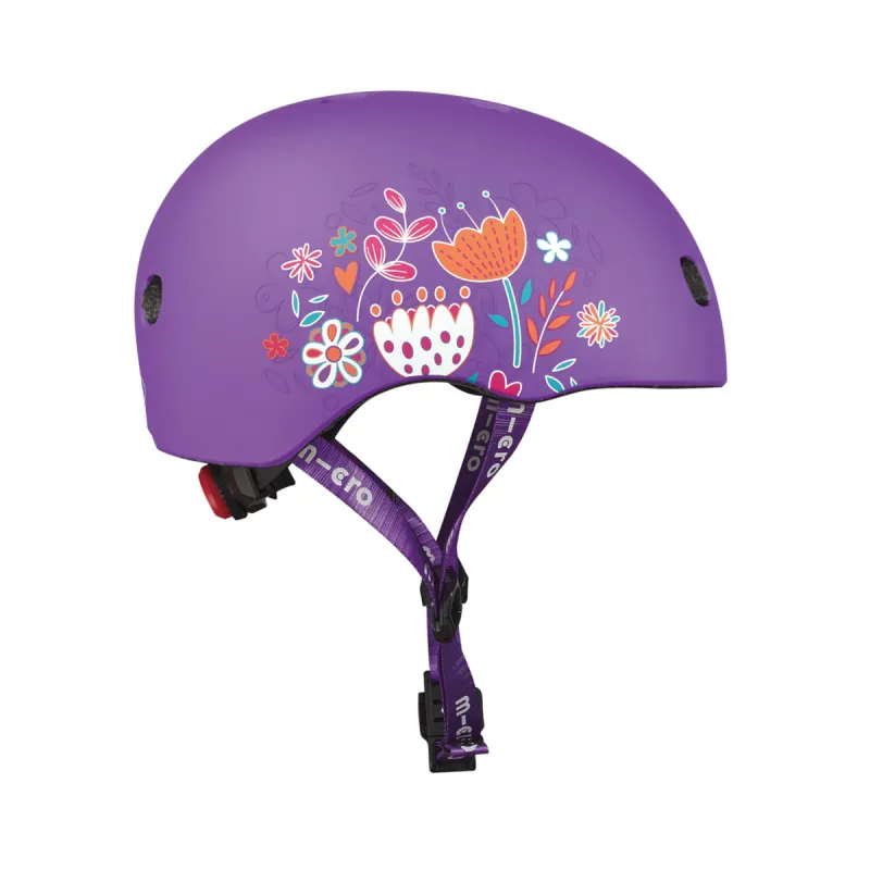 Захисний шолом Micro - Фіолетовий з квітами (52-56 cm, M)