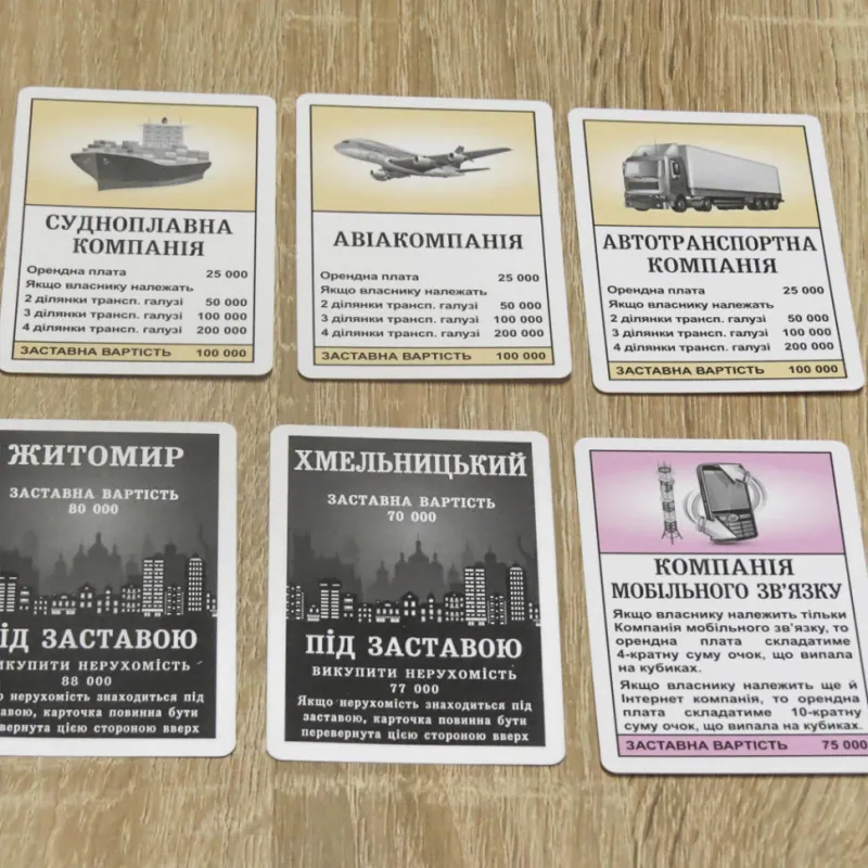 Настільна гра "Монополія Україна" Artos Games 0734ATS 30 карток на право власності