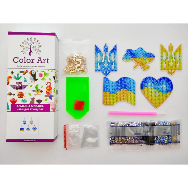 Набір брелків алмазна викладка "Символи України" ColorArt BR38, 5 шт