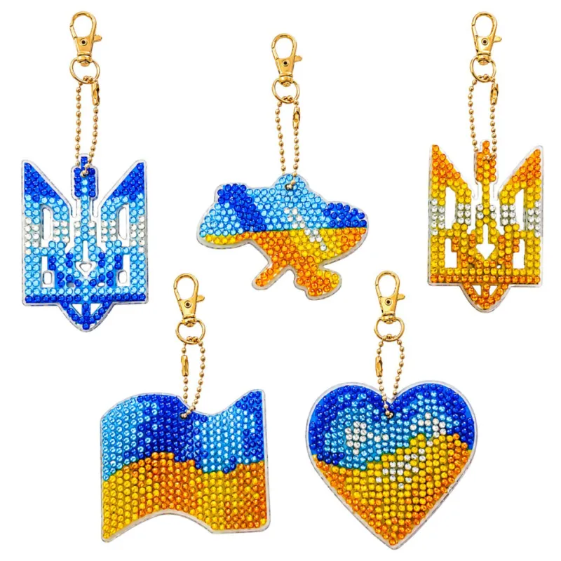 Набір брелків алмазна викладка "Символи України" ColorArt BR38, 5 шт
