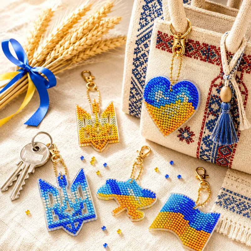Набір брелків алмазна викладка "Символи України" ColorArt BR38, 5 шт