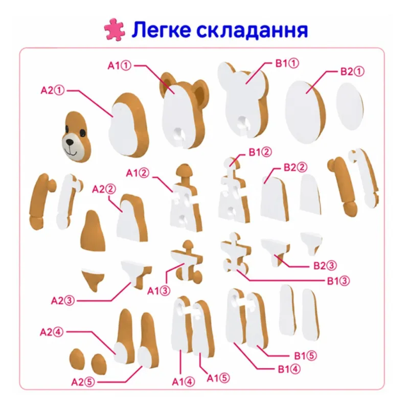 Набір 3D-стікерів-пазлів "Тікі арт-Звірята" Tiki Wiki PTA0908S-3 ефект обертання, унікальний дизайн