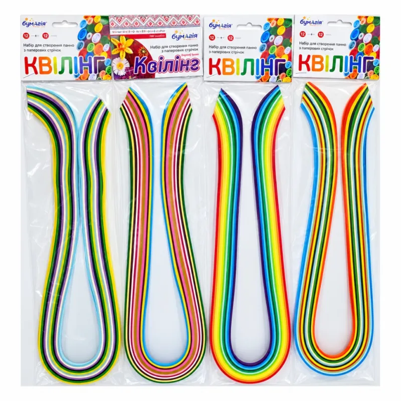 Набір для квілінгу МІХ Бумагія Kvil-miks-3mm-70cm 3мм х70 см, 12 кольорів по 12 стрічок