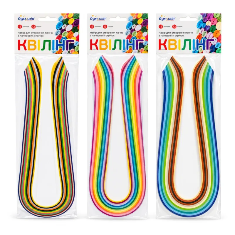 Набір для квілінгу МІХ Бумагія Kvil-miks-5mm-70cm 5мм х70 см, 12 кольорів по 12 стрічок