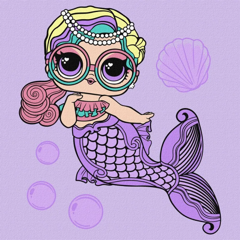 Картина за номерами з фарбами металік "L.O.L. Surprise! Mermaids. Miss Sea" 40х40 см