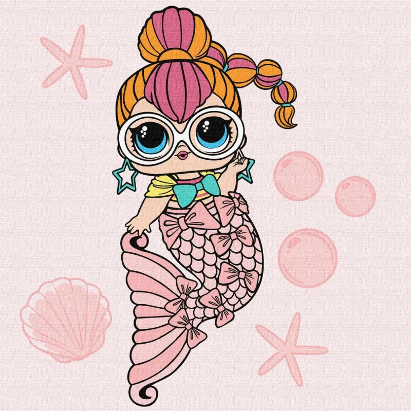 Картина за номерами з фарбами металік "L.O.L. Surprise! Mermaids. Neon QT" 40х40 см